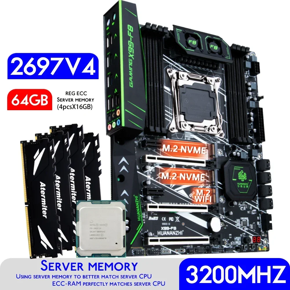 HUANANZHI X99 F8 X99 Moederbor - 64Gb Ddr4 Ecc Reg 3200Mhz recensie en prijs
